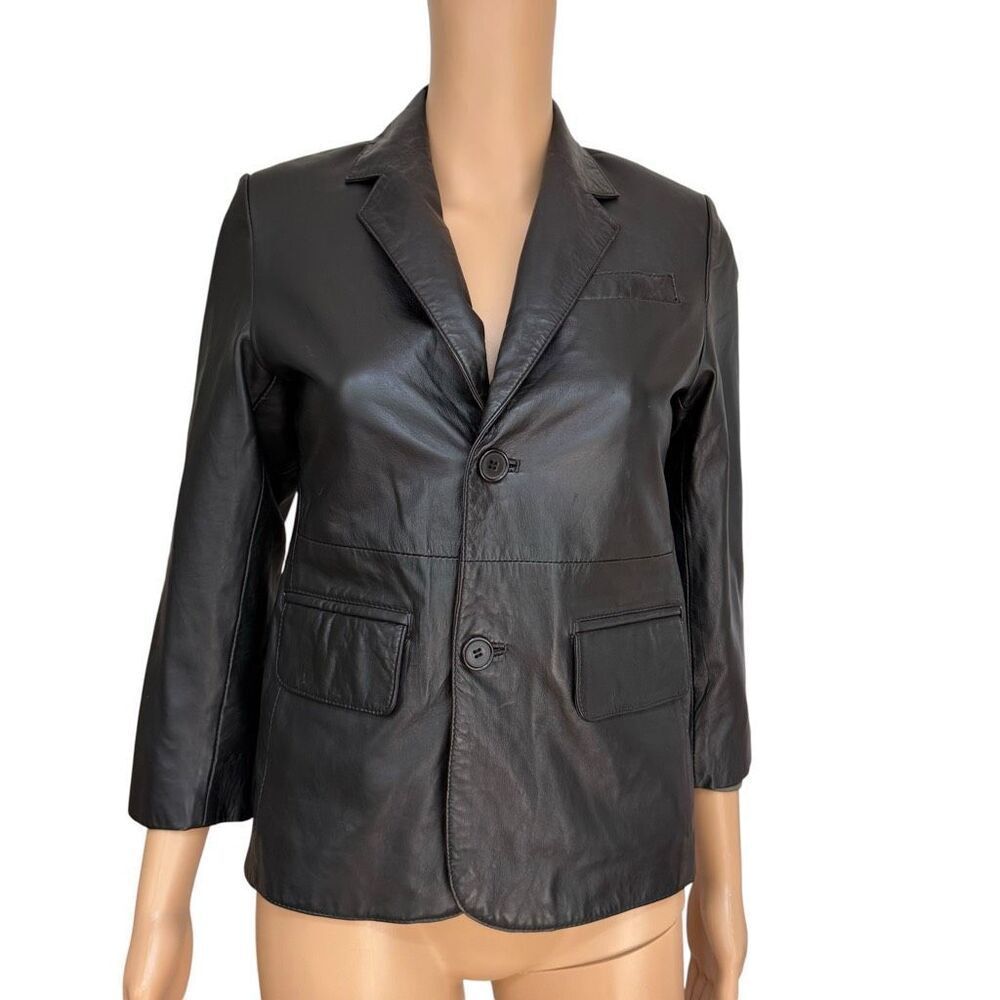 L.A. Leather California vintage soft black leather 3/4 sleeve jacket size S